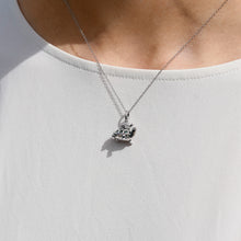 Load image into Gallery viewer, Hallmark Fine Jewelry Turtle Pendant in Sterling Silver with Diamonds &amp; Created Emerald
