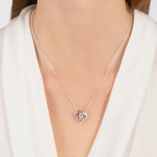 Load image into Gallery viewer, Hallmark Fine Jewelry Modern Overlapping Heart Pendant in Sterling Silver with 1/10 Cttw of Diamonds
