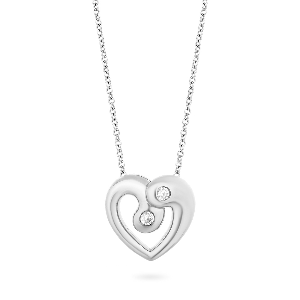 Hallmark Fine Jewelry Modern Overlapping Heart Diamond Pendant in Sterling Silver View 1