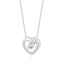 Load image into Gallery viewer, Hallmark Fine Jewelry Modern Overlapping Heart Diamond Pendant in Sterling Silver View 1
