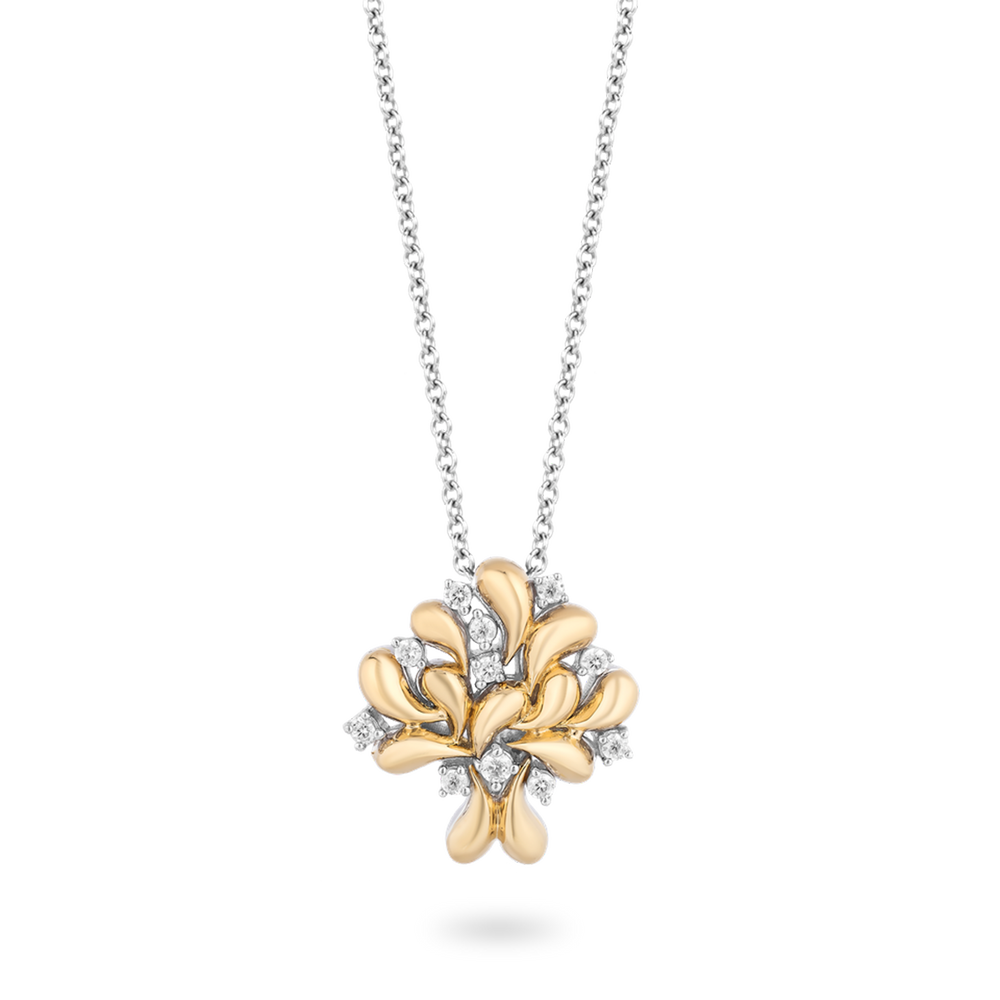 Hallmark Fine Jewelry Family Tree Diamond Pendant in Sterling Silver & Yellow Gold View 1