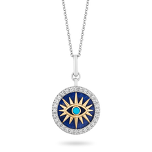 Load image into Gallery viewer, Hallmark Fine Jewelry Evil Eye Diamond Pendant in Sterling Silver &amp; Yellow Gold with Lapis &amp; Synthetic Turquoise View 1
