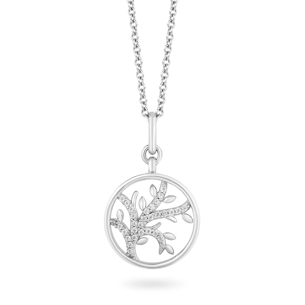 Hallmark Fine Jewelry Medallion Tree of Life Diamond Pendant in Sterling Silver View 1