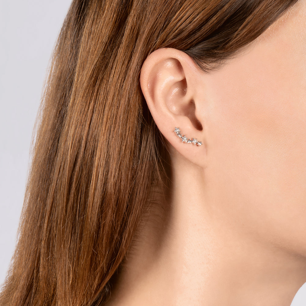 Hallmark Fine Jewelry Starlight Ear Crawlers in Sterling Silver with Diamonds