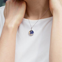 Load image into Gallery viewer, Hallmark Fine Jewelry Over The Moon Medallion in Sterling Silver &amp; 14K Yellow Gold with Diamonds &amp; Lapis
