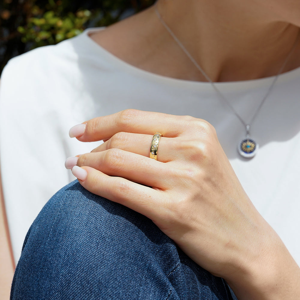 Hallmark Fine Jewelry Star Studded Eternity Band in 14K Yellow Gold with Diamonds