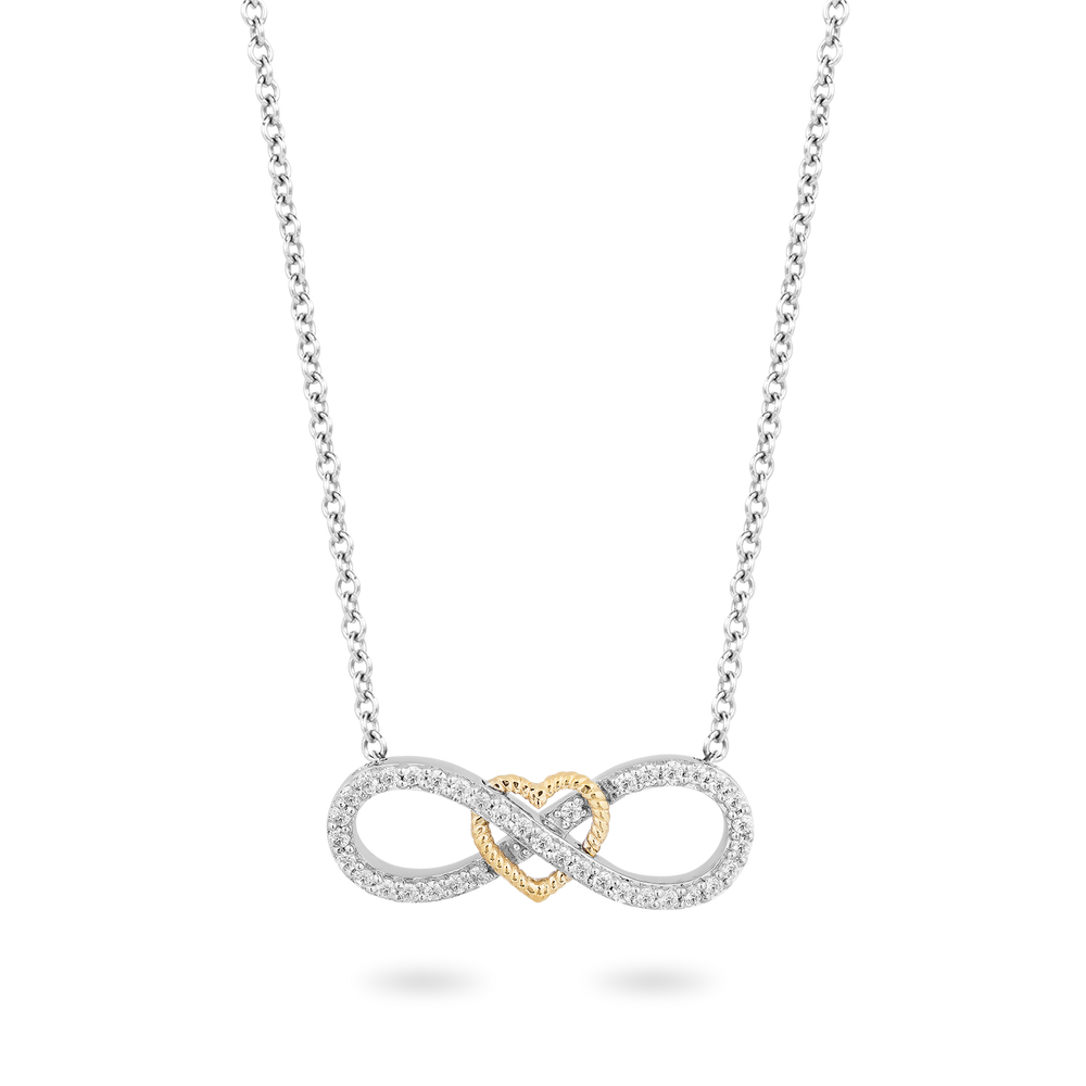 Hallmark Fine Jewelry Infinity with Heart Pendant in Sterling Silver 1/5 CTTW View 1