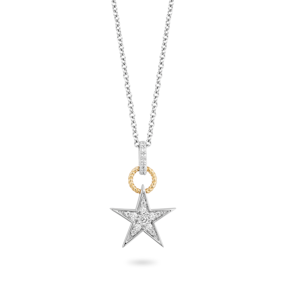 Hallmark Fine Jewelry Star Diamond Pendant in Sterling Silver & Yellow Gold With 1/5 CTTW View 1