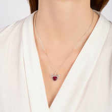 Load image into Gallery viewer, Hallmark Fine Jewelry Cupid’s Love Necklace in Sterling Silver with Diamonds &amp; Created Ruby
