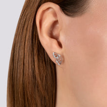 Load image into Gallery viewer, Hallmark Fine Jewelry Butterfly Wing Stud Earrings in Sterling Silver with Diamonds
