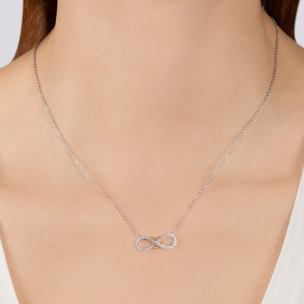 Hallmark Fine Jewelry Infinite Love Loop Pendant in Sterling Silver & 14K Yellow Gold with Diamonds