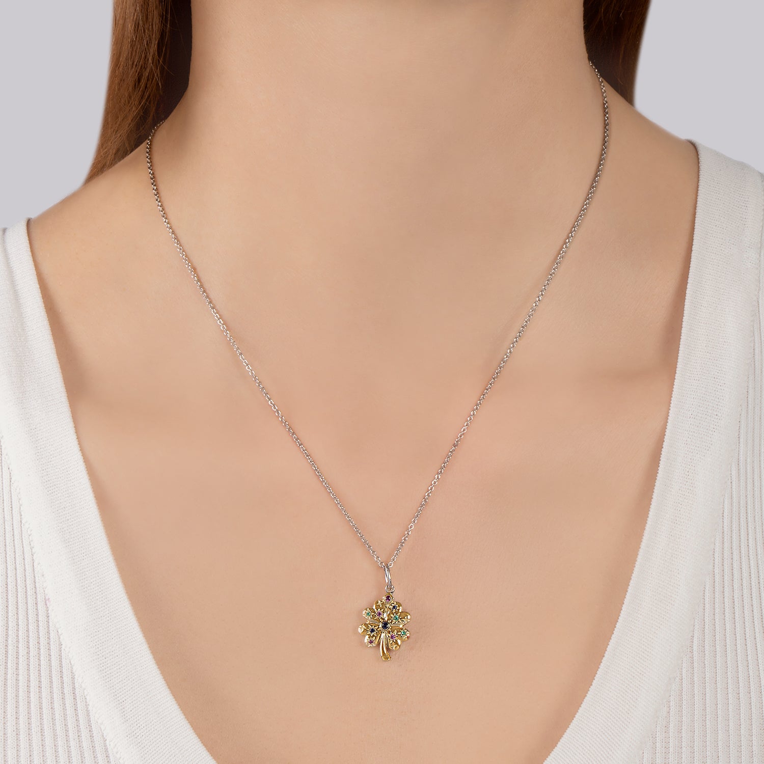 14k Gold and Diamond Lucky Clover Necklace