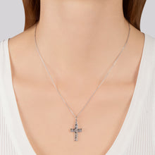 Load image into Gallery viewer, Hallmark Fine Jewelry Star Studded Cross Pendant in Sterling Silver with Diamonds
