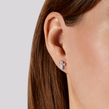 Load image into Gallery viewer, Hallmark Fine Jewelry Cross Stud Earrings in Sterling Silver with Diamonds
