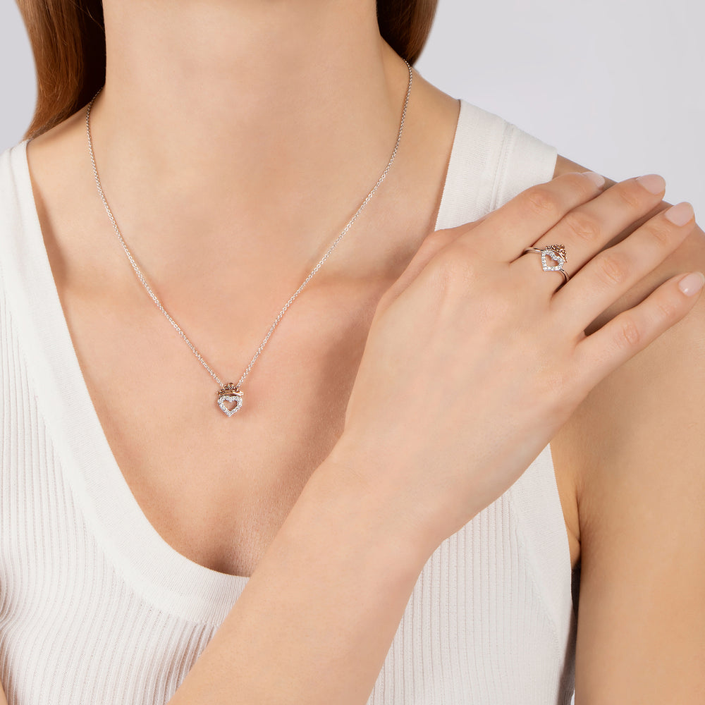 Hallmark Fine Jewelry Heart And Soul Ring in Sterling Silver and 14K Rose Gold with Diamonds