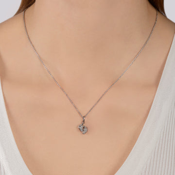 Hallmark Fine Jewelry Modern Sculpted Angel Necklace in Sterling Silver  with 1/8 Cttw of Diamonds