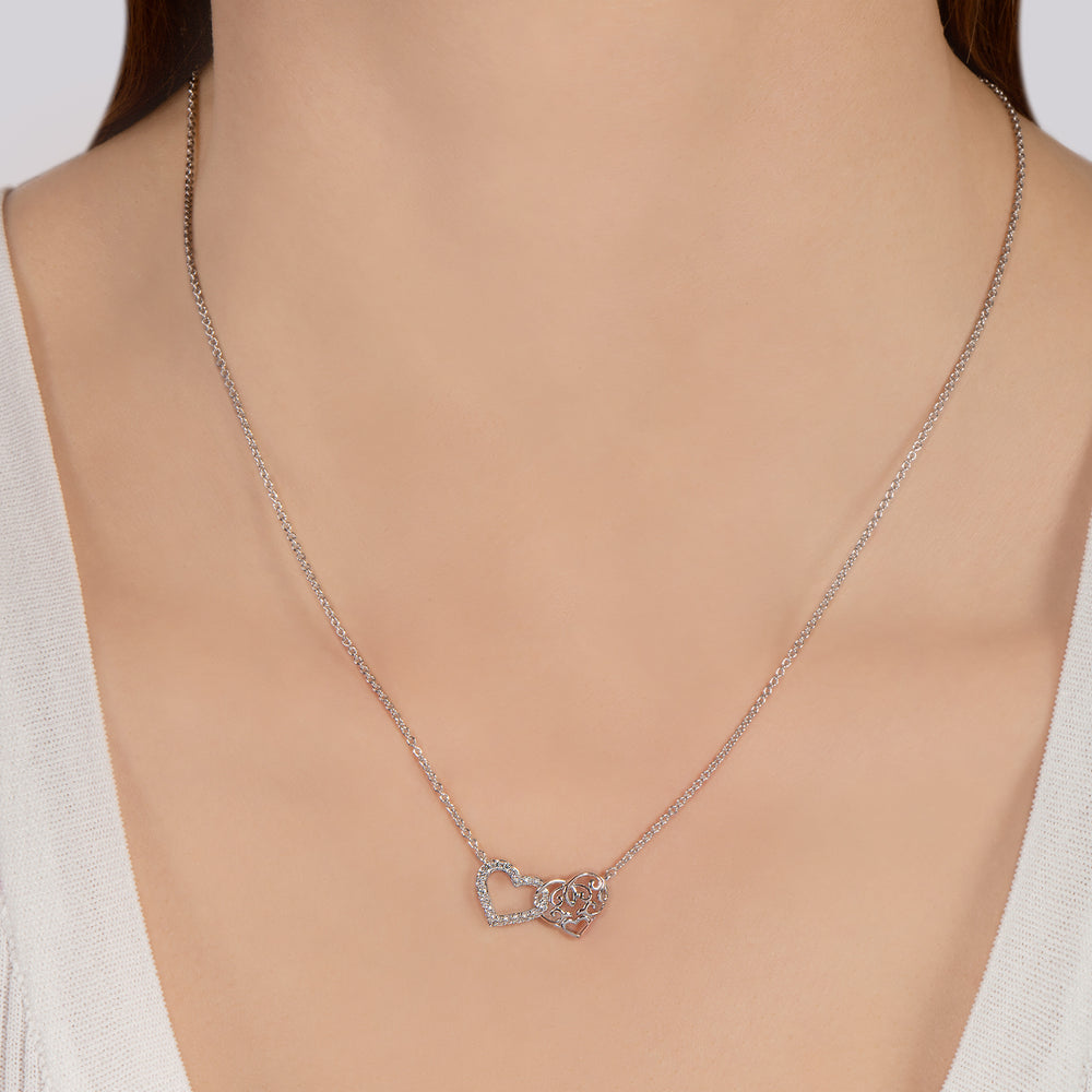 Hallmark Fine Jewelry Heart To Heart Sterling Silver Necklace with Diamonds