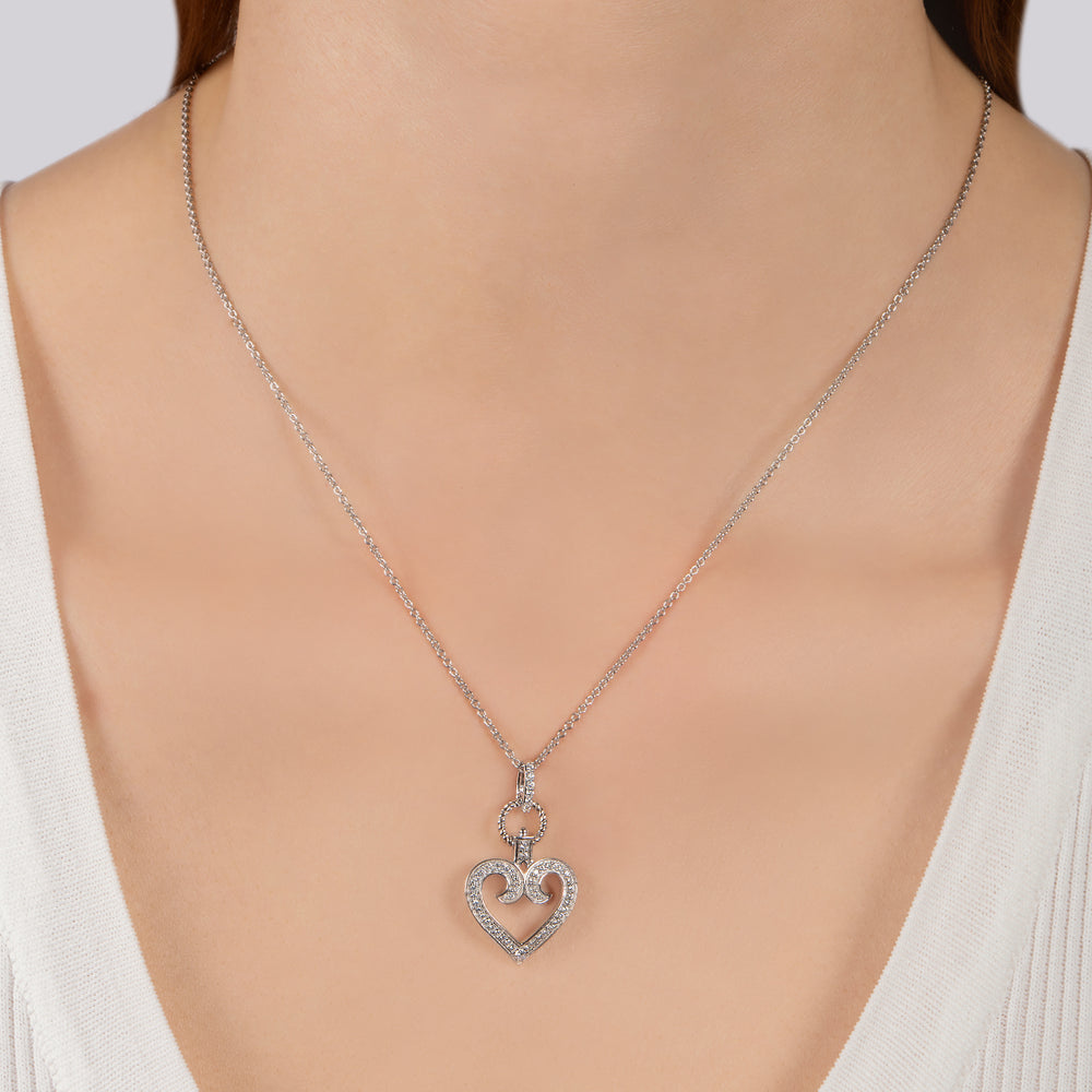 Hallmark Fine Jewelry Large Diamond Follow Your Heart Pendant in Sterling Silver