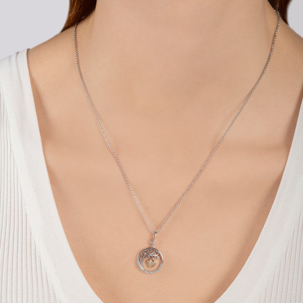 Hallmark Fine Jewelry Love Tree Medallion in Sterling Silver & 14K Yellow Gold with Diamonds