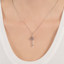 Load image into Gallery viewer, Hallmark Fine Jewelry Precious Lace Key Pendant in Sterling Silver with Diamonds
