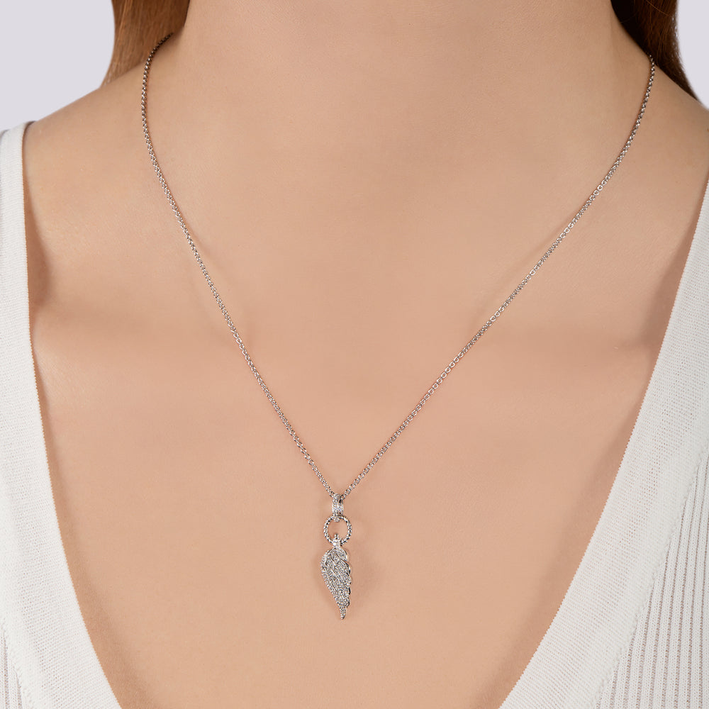 Hallmark Fine Jewelry Large Diamond Angel Wing Pendant in Sterling Silver