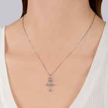 Load image into Gallery viewer, Hallmark Fine Jewelry Large Love &amp; Light Cross Pendant in Sterling Silver with Diamonds
