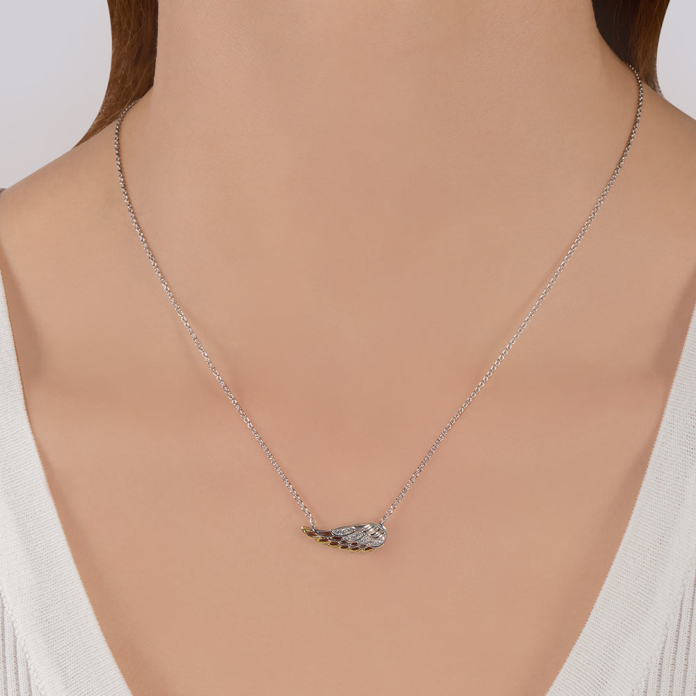 Hallmark Fine Jewelry Gossamer Diamond Wing Necklace in Sterling Silver & 14K Yellow Gold