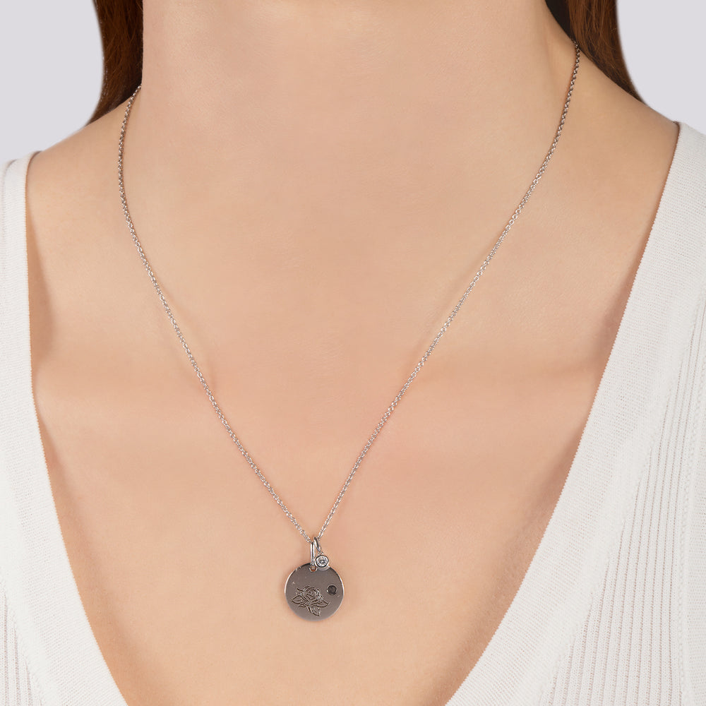 Hallmark Fine Jewelry June Flower of the Month Pendant in Sterling Silver with Smoky Quartz and Diamond Accent