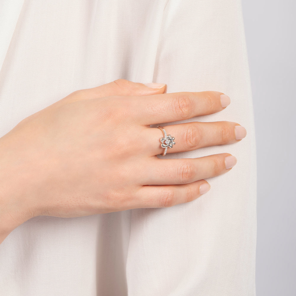 Hallmark Fine Jewelry Puppy Paw Ring in Sterling Silver with 1/10 Cttw Diamonds