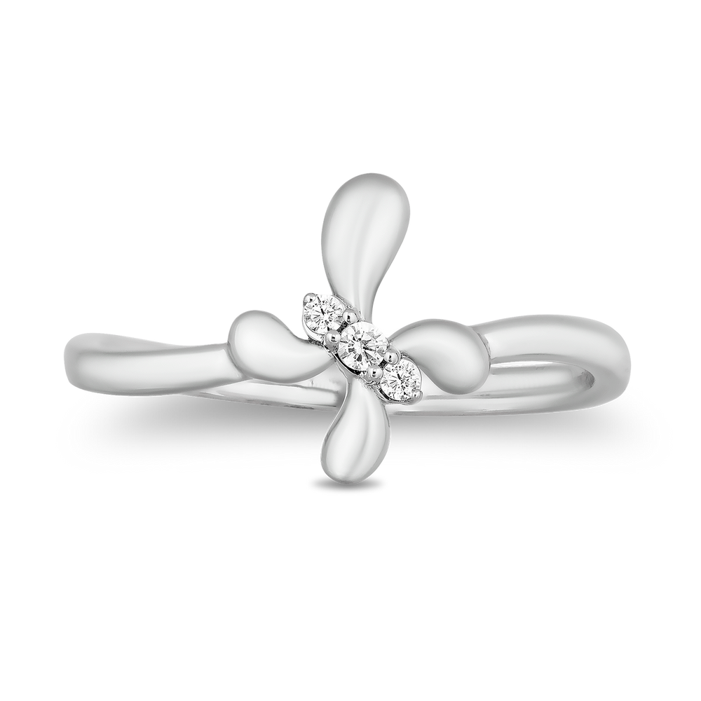 Hallmark Fine Jewelry Contemporary Cross Diamond Ring in Sterling Silver View 1