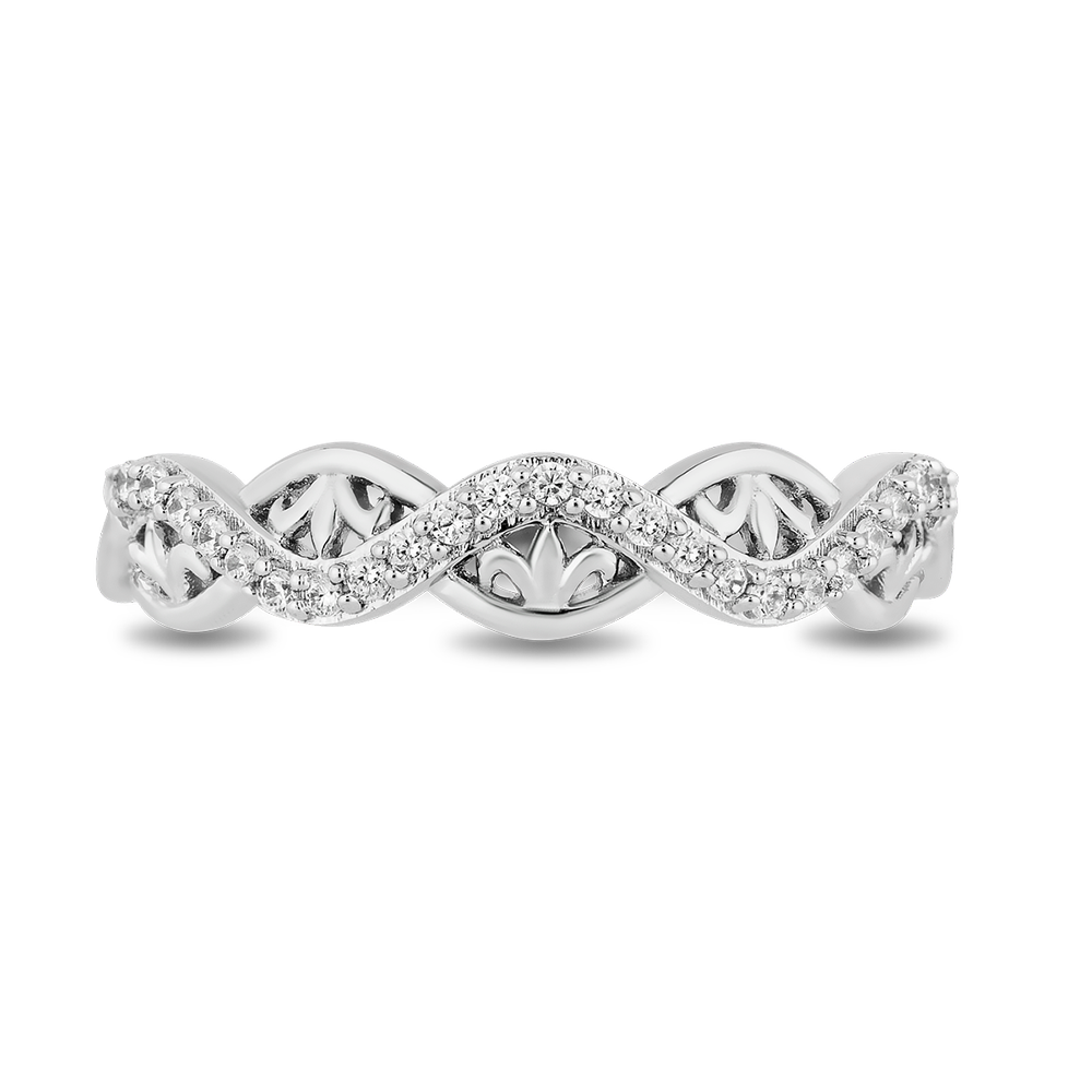 Hallmark Fine Jewelry Filigree Twist Stack Diamond Ring in Sterling Silver View 1
