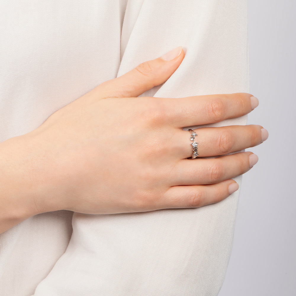 Hallmark Fine Jewelry Scattered Star Ring in Sterling Silver with Diamonds