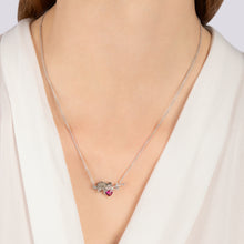 Load image into Gallery viewer, Hallmark Fine Jewelry Sleepy Sloth Necklace in Sterling Silver with Champagne Diamonds &amp; Created Ruby
