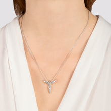 Load image into Gallery viewer, Hallmark Fine Jewelry Modern Sculpted Angel Necklace in Sterling Silver with 1/8 Cttw of Diamonds

