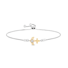 Load image into Gallery viewer, Hallmark Fine Jewelry Anchor Adjustable Bolo Diamond Bracelet in Yellow Gold &amp; Sterling Silver View 1
