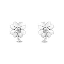 Load image into Gallery viewer, Hallmark Fine Jewelry Clover Stud Diamond Earrings in Sterling Silver View 1
