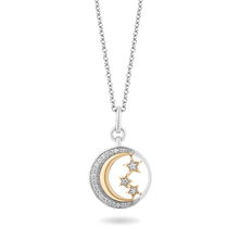 Load image into Gallery viewer, Hallmark Fine Jewelry Moon &amp; Star Diamond Pendant in Sterling Silver &amp; Yellow Gold View 1
