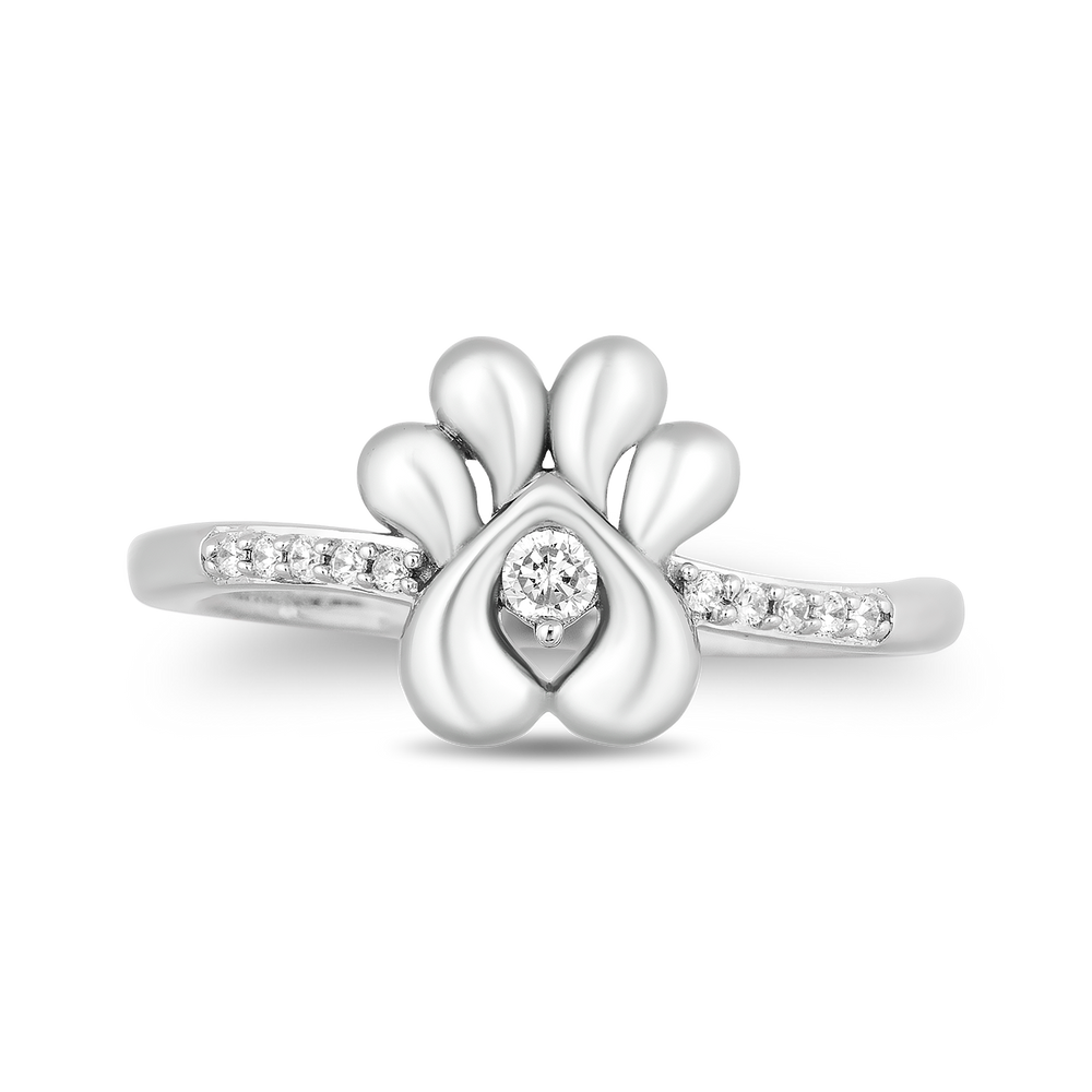 Hallmark Fine Jewelry Puppy Paw Diamond Ring in Sterling Silver Diamonds View 1