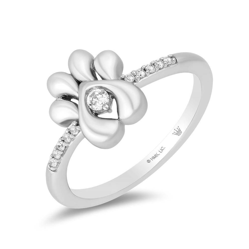 Hallmark Fine Jewelry Puppy Paw Diamond Ring in Sterling Silver Diamonds View 1
